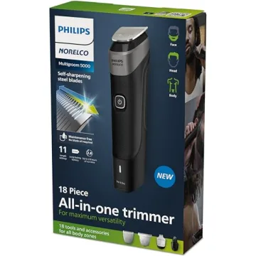 Philips Norelco Multigroom Series 5000 18 Piece, Beard Face, Hair, Body and Intimate Hair Trimmer for Men - NO BLADE OIL MG5910/49