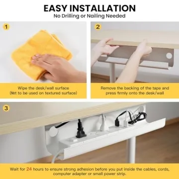 YECAYE Under Desk Cable Management with Easy Install