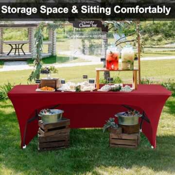 ABCCANOPY Red 6 ft Spandex Table Cover Open Back