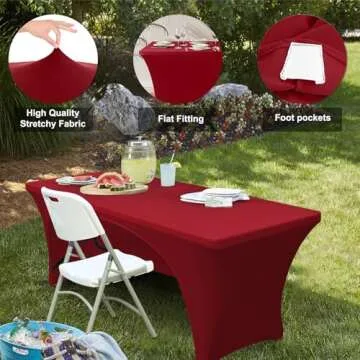 ABCCANOPY Red 6 ft Spandex Table Cover Open Back