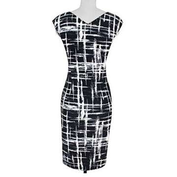 Faithtur Women's Summer Casual Striped Print Wear to Work Sheath Dress (Label M) Black