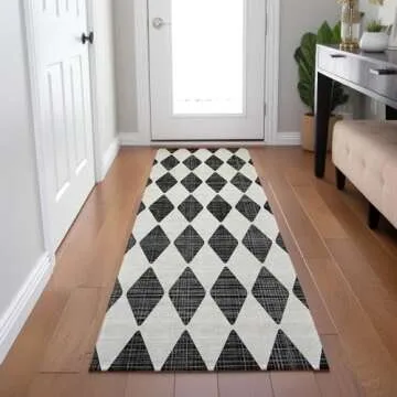 Addison Rugs Chantille ACN578 Black Indoor Outdoor Hallway Runner - Washable & Stain Resistant