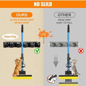 Feir Wall Mounted Broom Holder for Home and Garden Storage