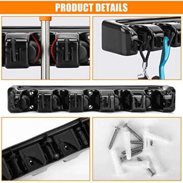 Feir Wall Mounted Broom Holder for Home and Garden Storage