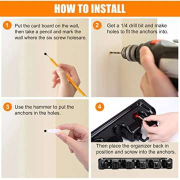 Feir Wall Mounted Broom Holder for Home and Garden Storage