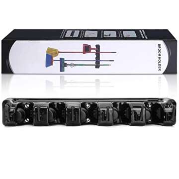 Feir Wall Mounted Broom Holder for Home and Garden Storage