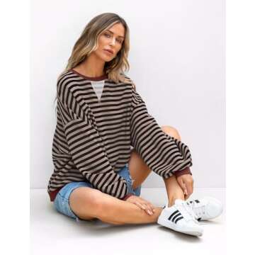 UEU Women’s Oversized Crewneck Sweatshirt for Fall Fashion