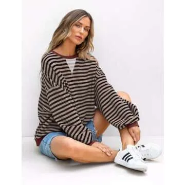 UEU Women’s Oversized Crewneck Sweatshirt for Fall Fashion