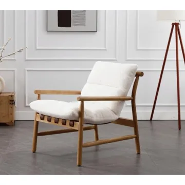 Stylish DM Furniture White Sherpa Accent Chair Set of 2