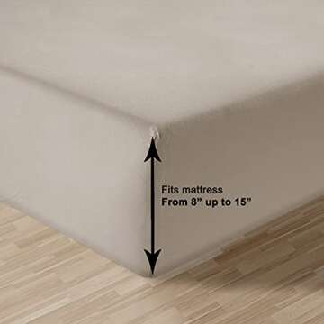 Lane Linen 100% Organic Cotton Linen Twin Fitted Sheets, 2-Piece Set (1 Fitted Sheet, 1 Pillowcase), Percale Weave, Ultra Soft, Breathable, Fits Mattress Upto 15' Deep - Linen (No Flat Sheet)