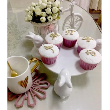 Easter Decor Bunny Cake Stand Christmas Gifts,Ceramic Rabbit Cakecup Stand,Cake Stands for Party,Wedding Cake Stand,Cupcake Stand,Cake Plate,Easter Easter Home Decorations Gift(8 Inch 3 Rabbit)