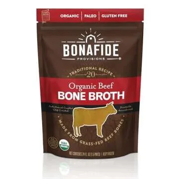 Bonafide Provisions Fresh Organic Beef Bone Broth, Frozen 24 fl oz – Grass-Fed, Gluten-Free, Paleo...
