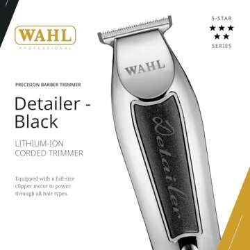 Wahl Professional Detailer Corded Trimmer Adjustable T Blade Black Rotary Motor Complete Kit