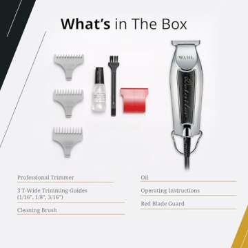 Wahl Professional Detailer Corded Trimmer Adjustable T Blade Black Rotary Motor Complete Kit