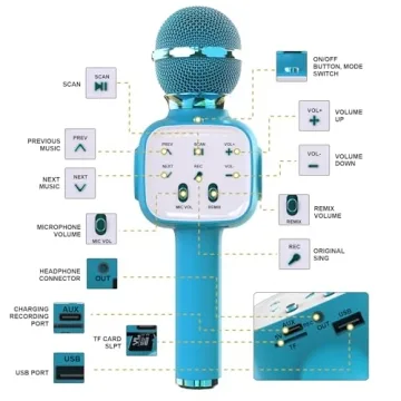 FDY Wireless Bluetooth Karaoke Microphone for Kids & Adults