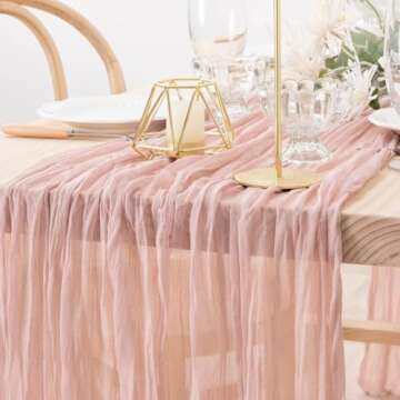 MLMW 6 Pack Pink Easter Table Runner Spring Cheesecloth Table Runner 160 inch Boho Cheese Cloth Gauze Rustic Sheer Runner 13.3ft for Wedding Party Baby Bridal Shower Birthday
