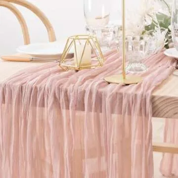 MLMW 6 Pack Pink Easter Table Runner Spring Cheesecloth Table Runner 160 inch Boho Cheese Cloth Gauze Rustic Sheer Runner 13.3ft for Wedding Party Baby Bridal Shower Birthday