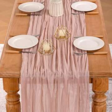 MLMW 6 Pack Pink Easter Table Runner Spring Cheesecloth Table Runner 160 inch Boho Cheese Cloth Gauze Rustic Sheer Runner 13.3ft for Wedding Party Baby Bridal Shower Birthday