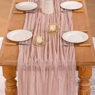 MLMW 6 Pack Pink Easter Table Runner Spring Cheesecloth Table Runner 160 inch Boho Cheese Cloth Gauze Rustic Sheer Runner 13.3ft for Wedding Party Baby Bridal Shower Birthday
