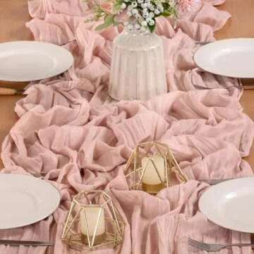 MLMW 6 Pack Pink Easter Table Runner Spring Cheesecloth Table Runner 160 inch Boho Cheese Cloth Gauze Rustic Sheer Runner 13.3ft for Wedding Party Baby Bridal Shower Birthday