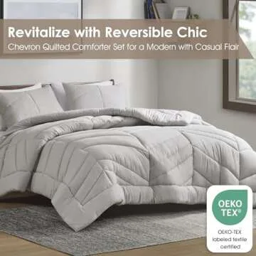 Chic Trendy Bedding Set: Intelligent Design Queen Comforter Shadowed Texture
