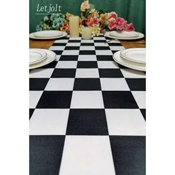 Table Runner Black and White Checkerboard Racing Theme for Anniversary Runner Dinner Parties Supplies Birthday Party Wedding Winter New Year Decorations 12 x 72 Inches