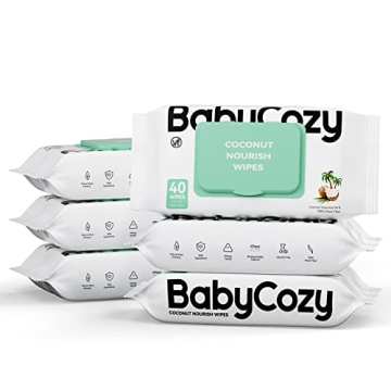 Baby Wipes, Cleansing & Moisturizing 2-in-1 Babycozy Sensitive, 100% Plant Fiber & Biodegradable, Hy...