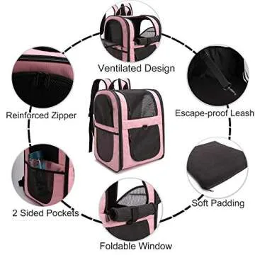 Apollo Walker Pet Carrier Backpack for Large/Small Cats and Dogs, Puppies, Safety Features and Cushion Back Support for Travel, Hiking, Outdoor Use (Pink)