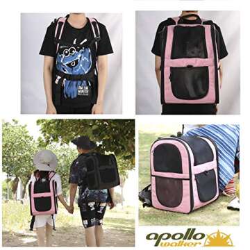 Apollo Walker Pet Carrier Backpack for Large/Small Cats and Dogs, Puppies, Safety Features and Cushion Back Support for Travel, Hiking, Outdoor Use (Pink)