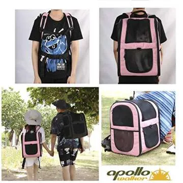 Apollo Walker Pet Carrier Backpack for Large/Small Cats and Dogs, Puppies, Safety Features and Cushion Back Support for Travel, Hiking, Outdoor Use (Pink)