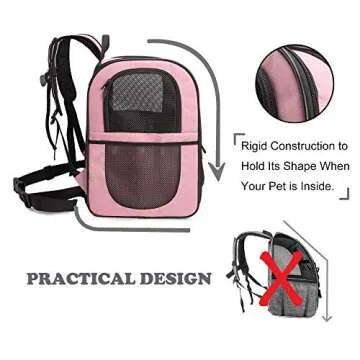 Apollo Walker Pet Carrier Backpack for Large/Small Cats and Dogs, Puppies, Safety Features and Cushion Back Support for Travel, Hiking, Outdoor Use (Pink)
