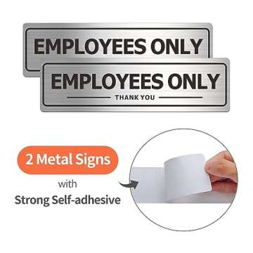 Employees Only Sign - Office Door Signs for Business Store Wall - Aluminum Metal with Strong Self Ad...