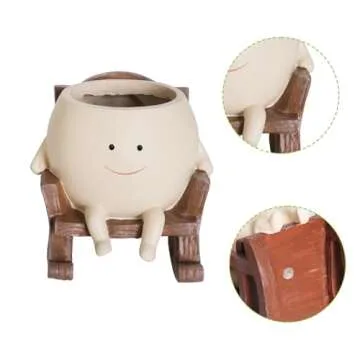 NINIPAPA Face Planter Pots Cute Smile Flower Planter for Indoor Outdoor Plants Resin Rocking Chair S...
