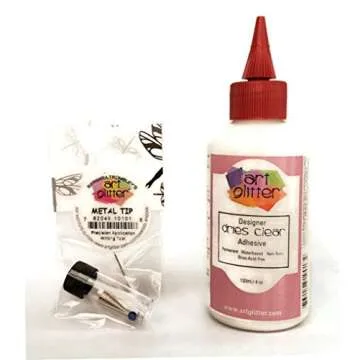 Art Glitter Glue Designer Dries Clear Adhesive 4 oz with Ultra Fine Metal Tip, Standard
