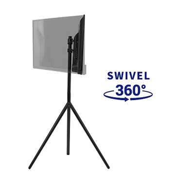 VIVO Artistic Easel 45 to 65 inch LED LCD Screen, Studio TV Display Stand, Adjustable TV Mount with Swivel, Hidden Cable Management, Tripod Steel Base, STAND-TV65B