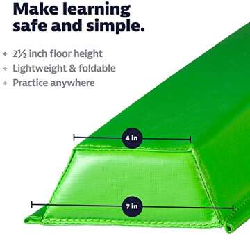 We Sell Mats 9 ft Folding Foam Balance Beam Bar, Portable Gymnastics Equipment for Gymnast, Children or Cheerleaders, Lime Green