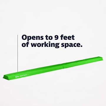 We Sell Mats 9 ft Folding Foam Balance Beam Bar, Portable Gymnastics Equipment for Gymnast, Children or Cheerleaders, Lime Green