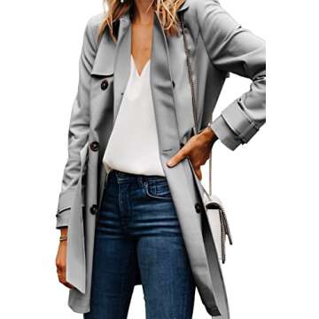 Danedvi Women Fashion Casual Elegant Lapel Solid Button Down Blazer Work Wear Office Long Type Windb...