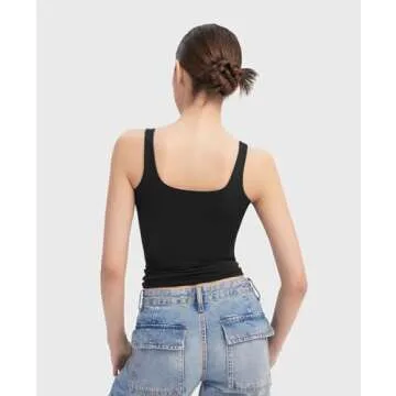 PUMIEY Women's Stylish Square Neck Summer Tank Top