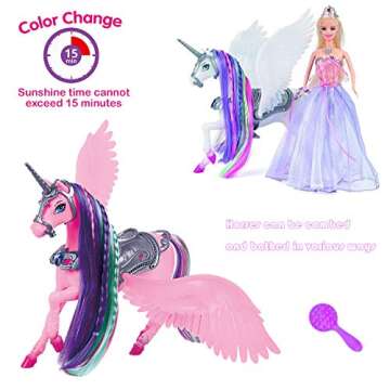 Color Change Unicorn & Princess Doll Toy Set for Girls