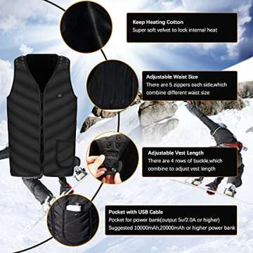 Elejolie Womens Heated Vest with Adjustable Size, Heated Jacket for Women USB Rechargeable,Washable ...