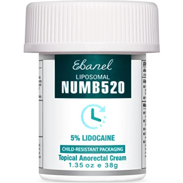 Ebanel 5% Lidocaine Numbing Cream, Pain Relief Burn Itch Numb Cream, Maximum Strength Topical Anesth...