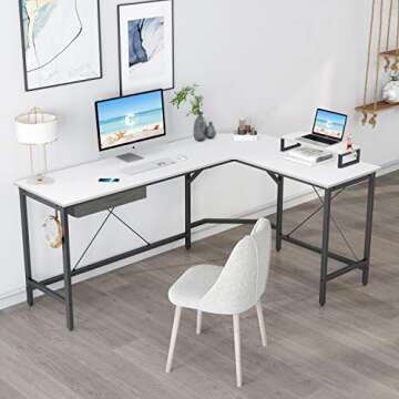 CubiCubi L Shaped Desk Computer Corner Desk, Home Office Gaming Table, Sturdy Writing Workstation wi...
