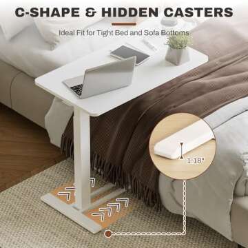 FLEXISPOT Mobile Standing Desk with Wheels Pneumatic Laptop Desk Rolling Computer Cart Movable Heigh...