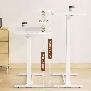 FLEXISPOT Mobile Standing Desk with Wheels Pneumatic Laptop Desk Rolling Computer Cart Movable Height Adjustable Small Sit Stand Desk Computer Workstations Home Use（27.6" W x 15.7" D,White