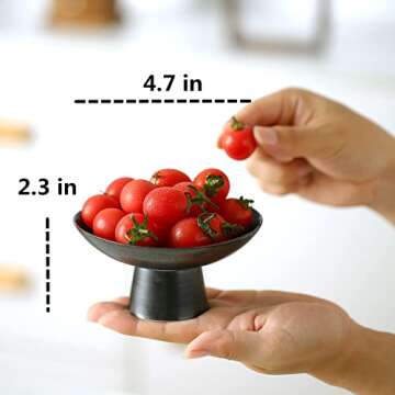 Porcelain Footed Bowl,Small Cute Snack Bowl for Ice Cream Dessert, Miso Soup, Side Dishes, Condiment (Black)