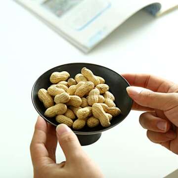 Porcelain Footed Bowl,Small Cute Snack Bowl for Ice Cream Dessert, Miso Soup, Side Dishes, Condiment (Black)