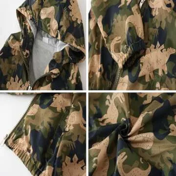 Banibear Boys' Hooded Dinosaur Jacket Windbreaker Outerwear