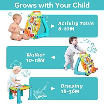 iPlay, iLearn 3 in 1 Baby Walker Sit to Stand Toys, Kids Activity Center, Toddlers Musical Fun Table...
