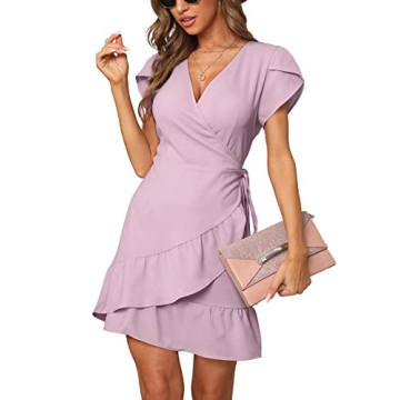 Stylish SAMPEEL Womens Tie Waist Summer Dress V Neck